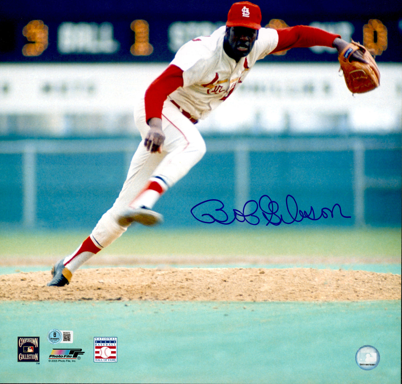 Bob Gibson Autographed 16x20 Photo St. Louis Cardinals Beckett BAS QR #BS30373
