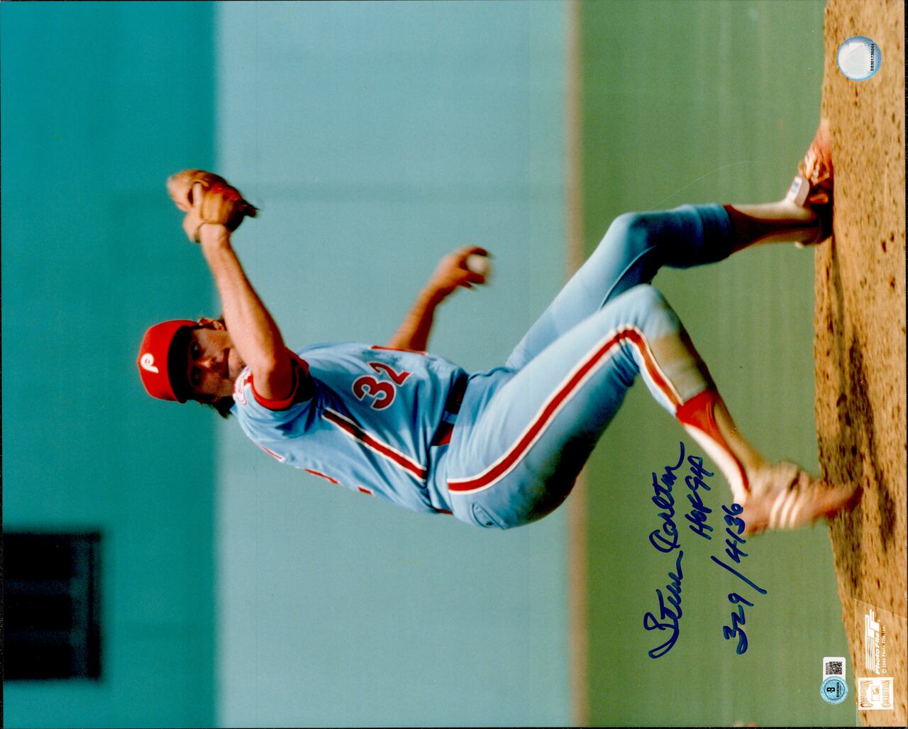 Steve Carlton Autographed 16x20 Photo Philadelphia Phillies "HOF 94, 329/4136" Beckett BAS QR #BS30375