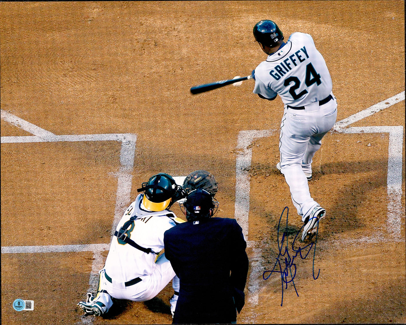 Ken Griffey Jr. Autographed 16x20 Photo Seattle Mariners Beckett BAS QR #BS30386