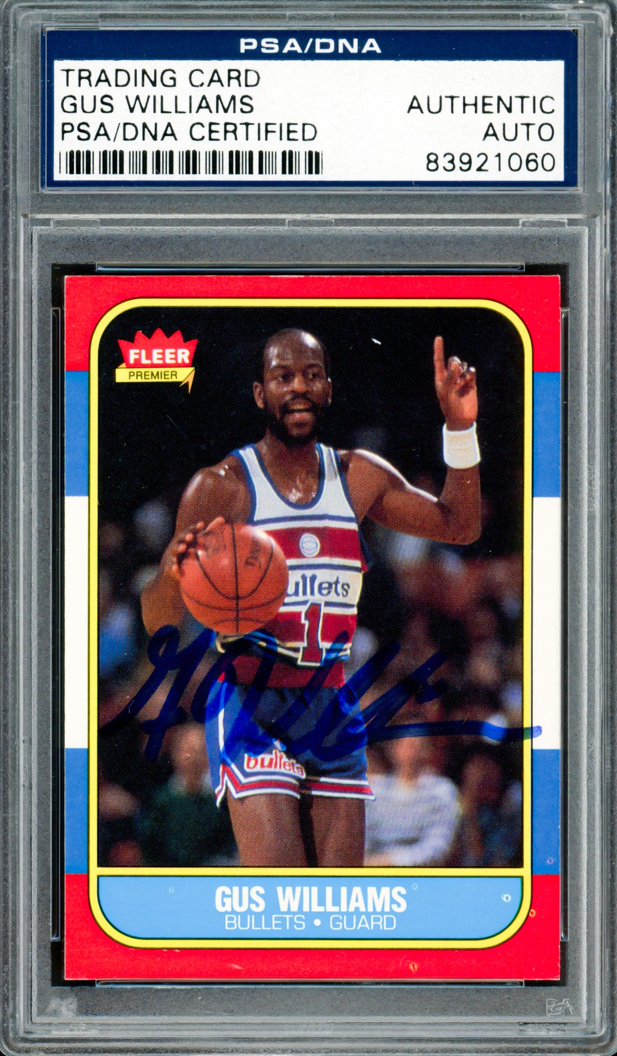 Gus Williams Autographed 1986-87 Fleer Card #124 Washington Bullets PSA/DNA #83921060