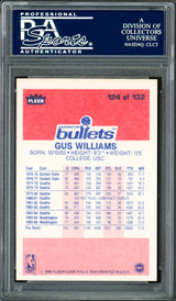 Gus Williams Autographed 1986-87 Fleer Card #124 Washington Bullets PSA/DNA #83921074