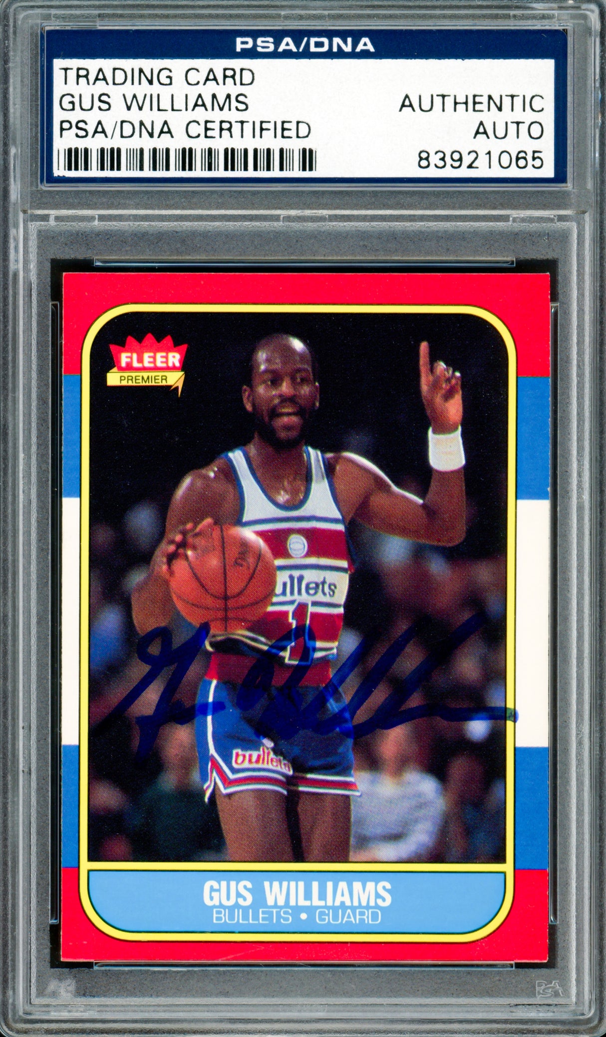 Gus Williams Autographed 1986-87 Fleer Card #124 Washington Bullets PSA/DNA #83921065