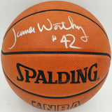 James Worthy Autographed Spalding NBA Leather Game Basketball Los Angeles Lakers Beckett BAS QR #BS30424