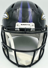 Ray Lewis Autographed Baltimore Ravens Black Full Size Speed Replica Helmet Beckett BAS Witness #2W624494
