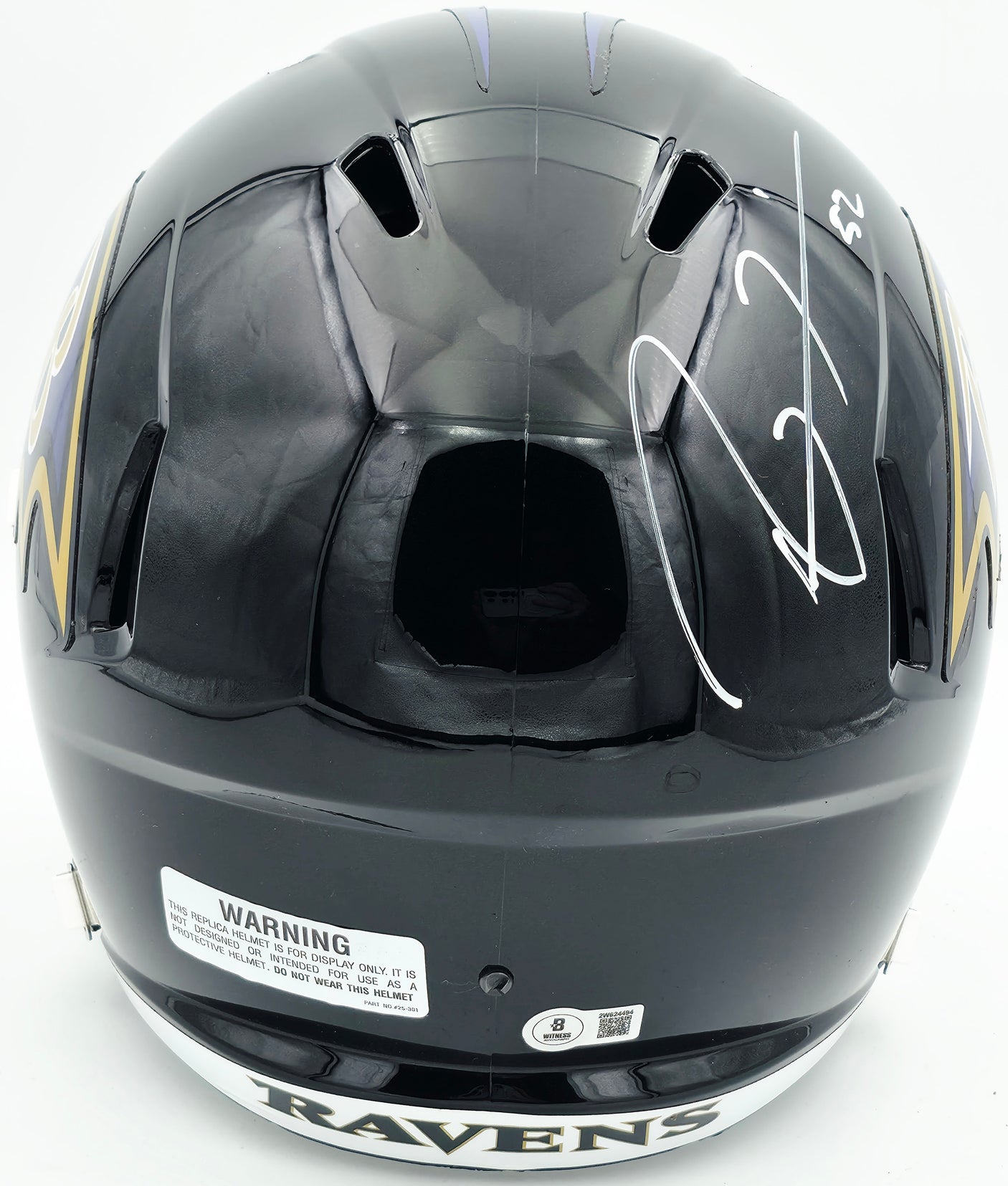 Ray Lewis Autographed Baltimore Ravens Black Full Size Speed Replica Helmet Beckett BAS Witness #2W624494
