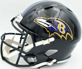 Ray Lewis Autographed Baltimore Ravens Black Full Size Speed Replica Helmet Beckett BAS Witness #2W624494