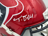 Tank Dell Autographed Houston Texans Flash Red Full Size Speed Replica Helmet JSA #AS41573