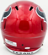 Tank Dell Autographed Houston Texans Flash Red Full Size Speed Replica Helmet JSA #AS41573