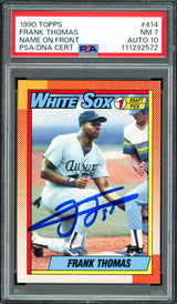 Frank Thomas Autographed 1990 Topps Rookie Card #414 Chicago White Sox PSA 7 Auto Grade Gem Mint 10 PSA/DNA Stock #250511