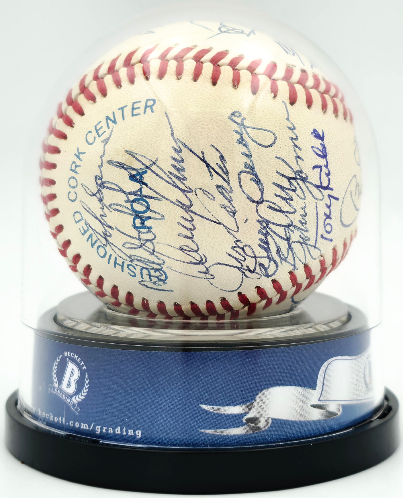 1961 New York Yankees Team Autographed Official AL Baseball World Series Champs Auto Grade Mint 9 With 34 Signatures Including Mickey Mantle Beckett BAS #18284892