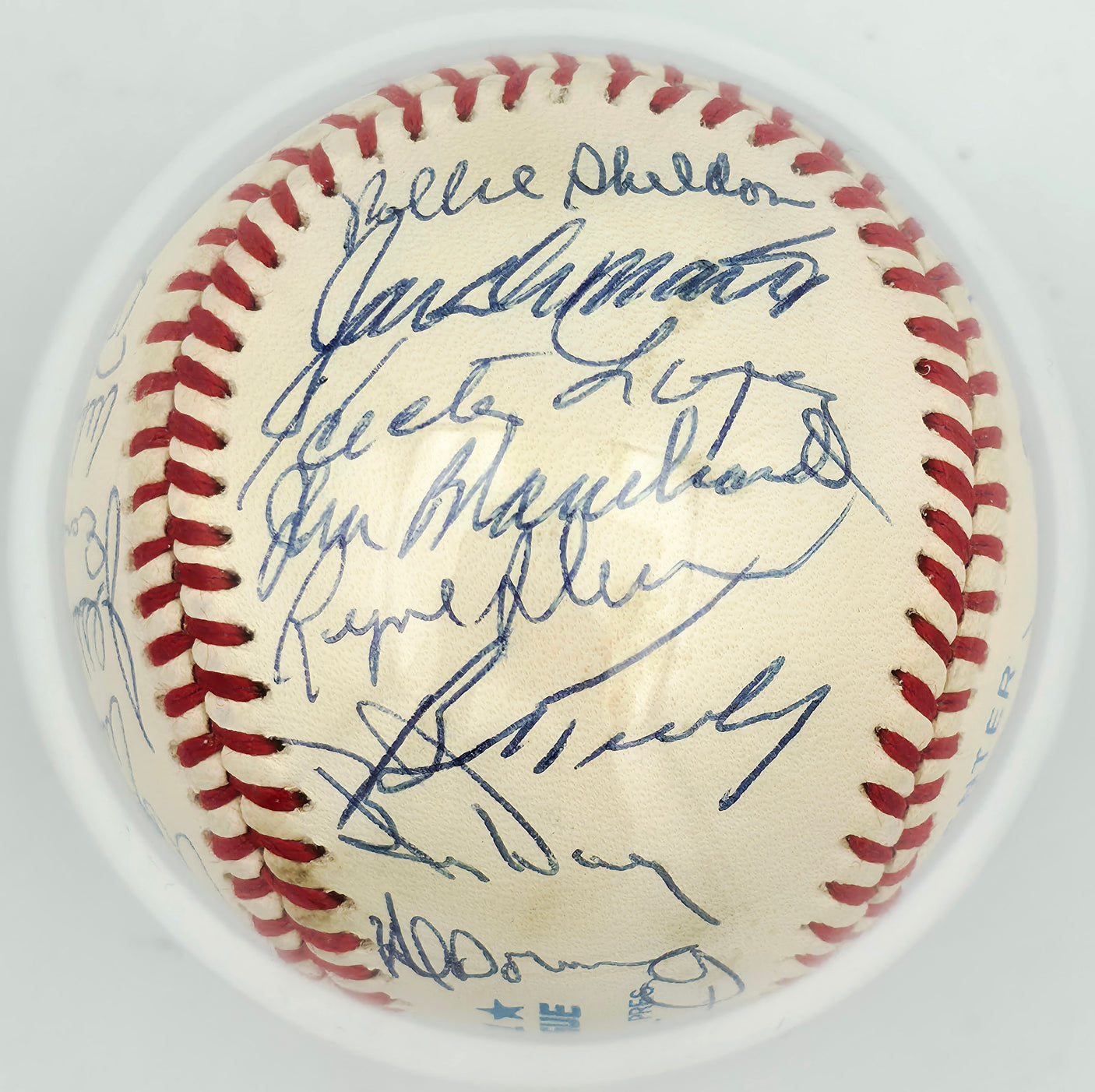 1961 New York Yankees Team Autographed Official AL Baseball World Series Champs Auto Grade Mint 9 With 34 Signatures Including Mickey Mantle Beckett BAS #18284892