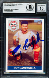Roy Campanella Autographed 1982 Front Row Card #1 Brooklyn Dodgers Auto Grade Gem Mint 10 Beckett BAS #18282859