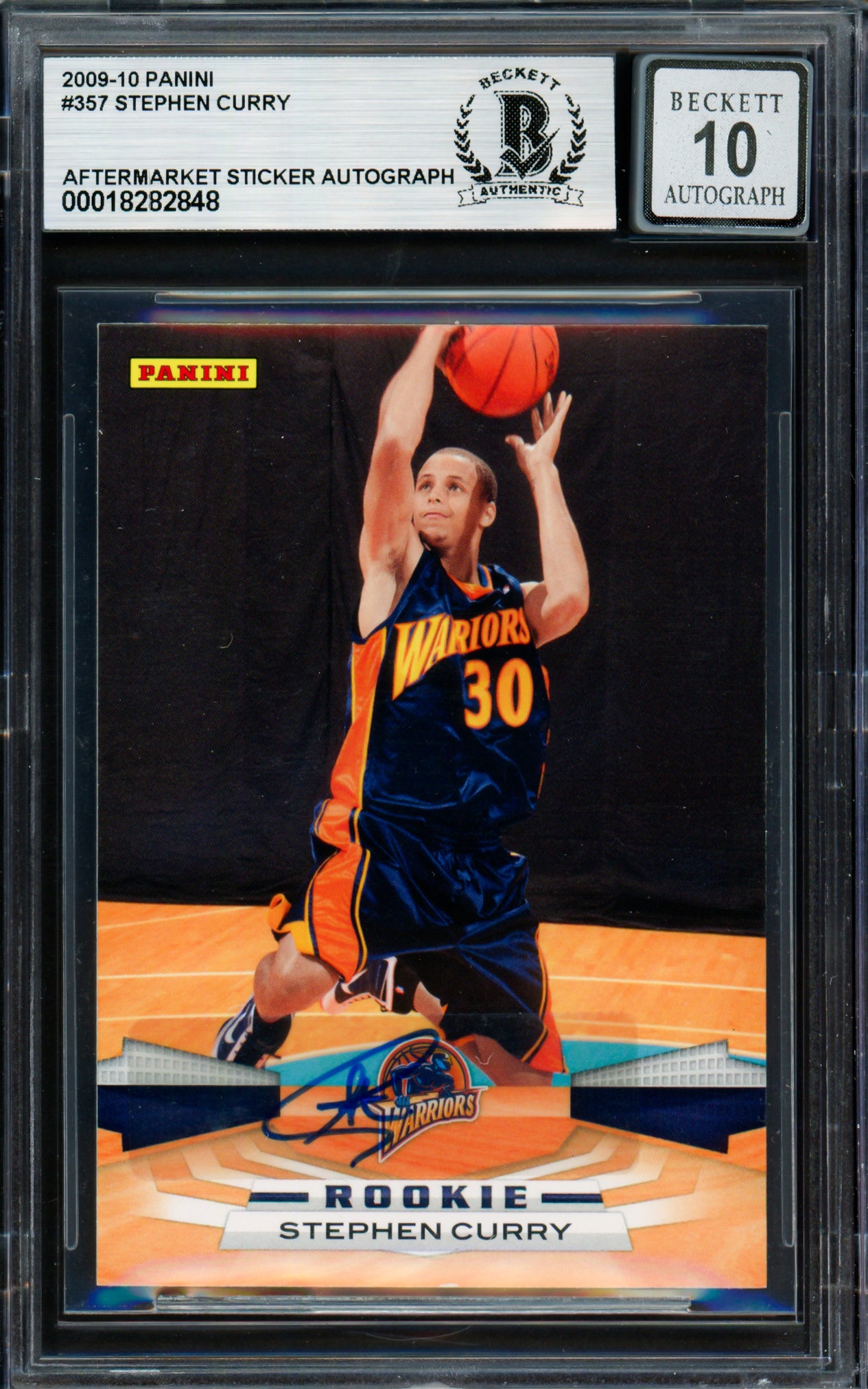 Stephen Curry Autographed 2009-10 Panini Rookie Card #357 Golden State Warriors Auto Grade Gem Mint 10 Beckett BAS #18282848
