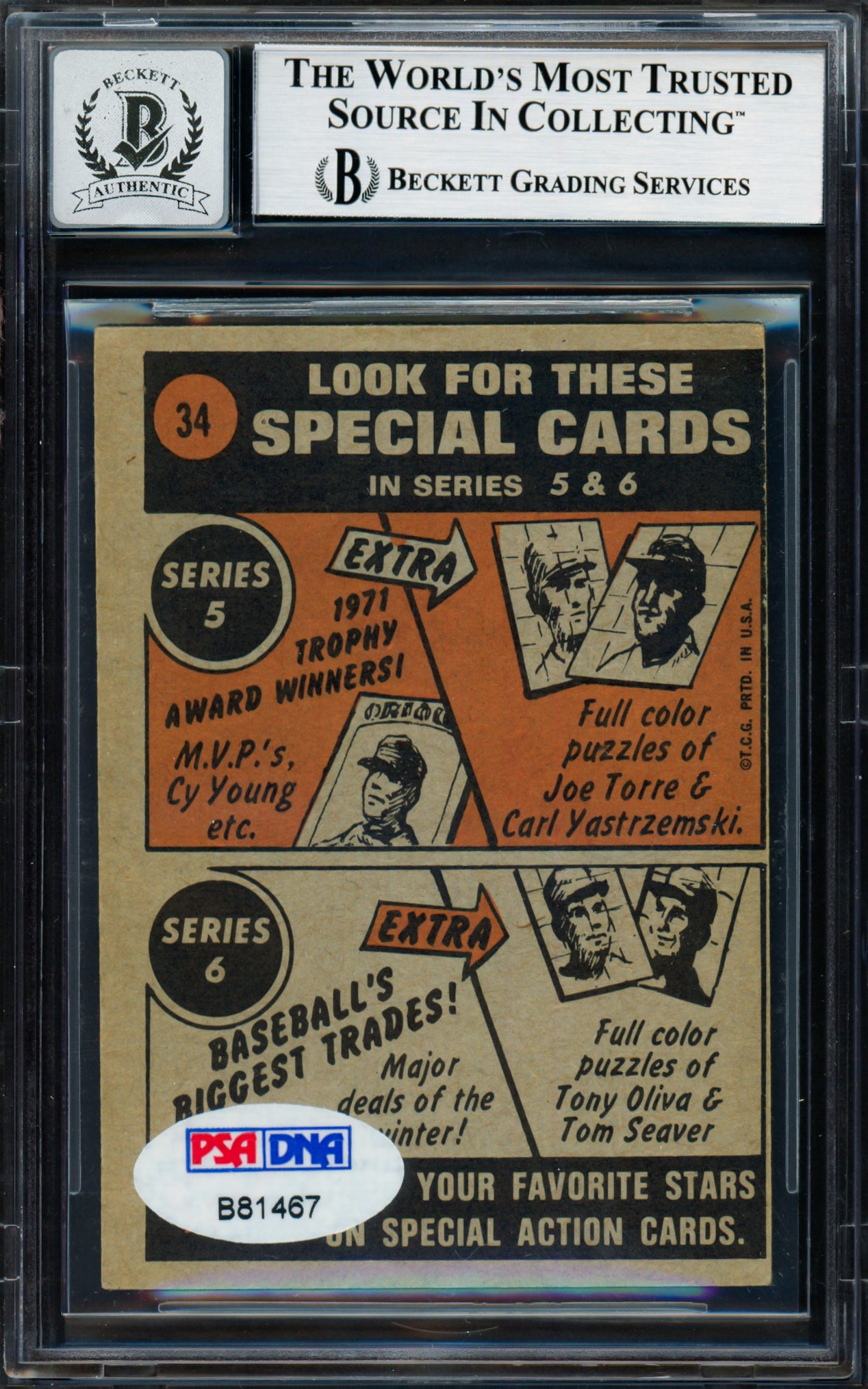 Billy Martin Autographed 1972 Topps Card #34 Detroit Tigers Auto Grade Gem Mint 10 Beckett BAS #18282876