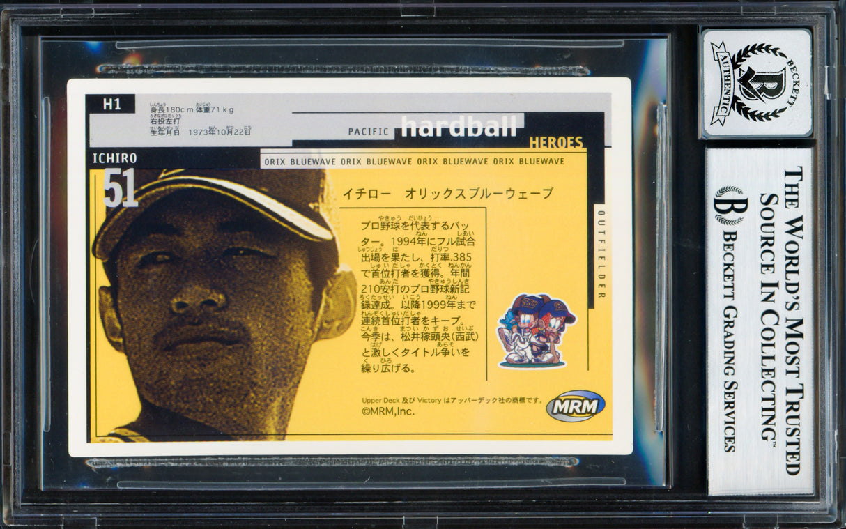 Ichiro Suzuki Autographed 2000 Upper Deck Victory Card #H1 Orix Blue Wave Auto Grade Gem Mint 10 Beckett BAS #18282934
