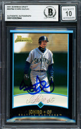 Ichiro Suzuki Autographed 2001 Bowman Draft Picks Rookie Card #BDP84 Seattle Mariners Auto Grade Gem Mint 10 Beckett BAS #18282944