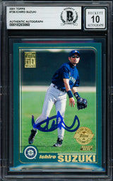 Ichiro Suzuki Autographed 2001 Topps Home Team Advantage Rookie Card #726 Seattle Mariners Auto Grade Gem Mint 10 Beckett BAS #18283060