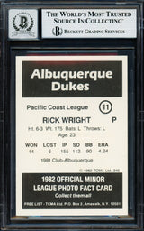 Rick Ricky Wright Autographed 1982 TCMA Card #11 Albuquerque Dukes Auto Grade Gem Mint 10 "To Mike" Beckett BAS #18282850