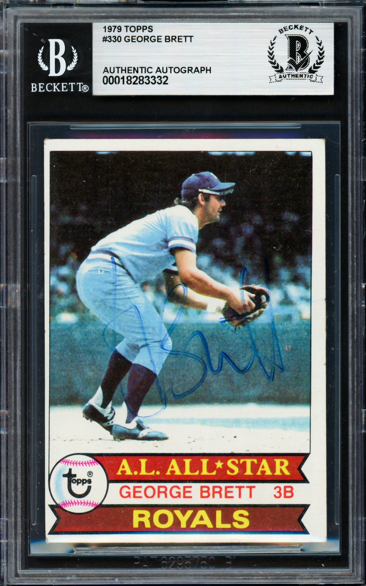 George Brett Autographed 1979 Topps Card #330 Kansas City Royals Beckett BAS #18283332