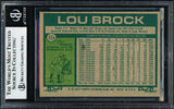 Lou Brock Autographed 1977 Topps Card #355 St. Louis Cardinals Beckett BAS #18283348