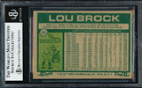 Lou Brock Autographed 1977 Topps Card #355 St. Louis Cardinals Beckett BAS #18283346