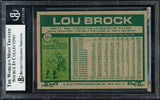 Lou Brock Autographed 1977 Topps Card #355 St. Louis Cardinals Beckett BAS #18283345