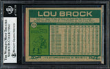 Lou Brock Autographed 1977 Topps Card #355 St. Louis Cardinals Beckett BAS #18283347