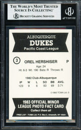 Orel Hershiser Autographed 1983 TCMA Rookie Card #3 Albuquerque Dukes Beckett BAS #18283448