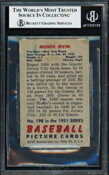 Monte Irvin Autographed 1951 Bowman Rookie Card #198 New York Giants Beckett BAS #18283457