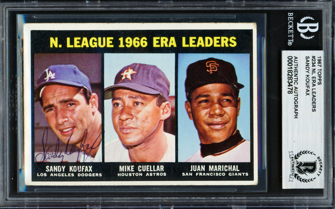 Sandy Koufax Autographed 1967 Topps Card #234 Los Angeles Dodgers Beckett BAS #18283478