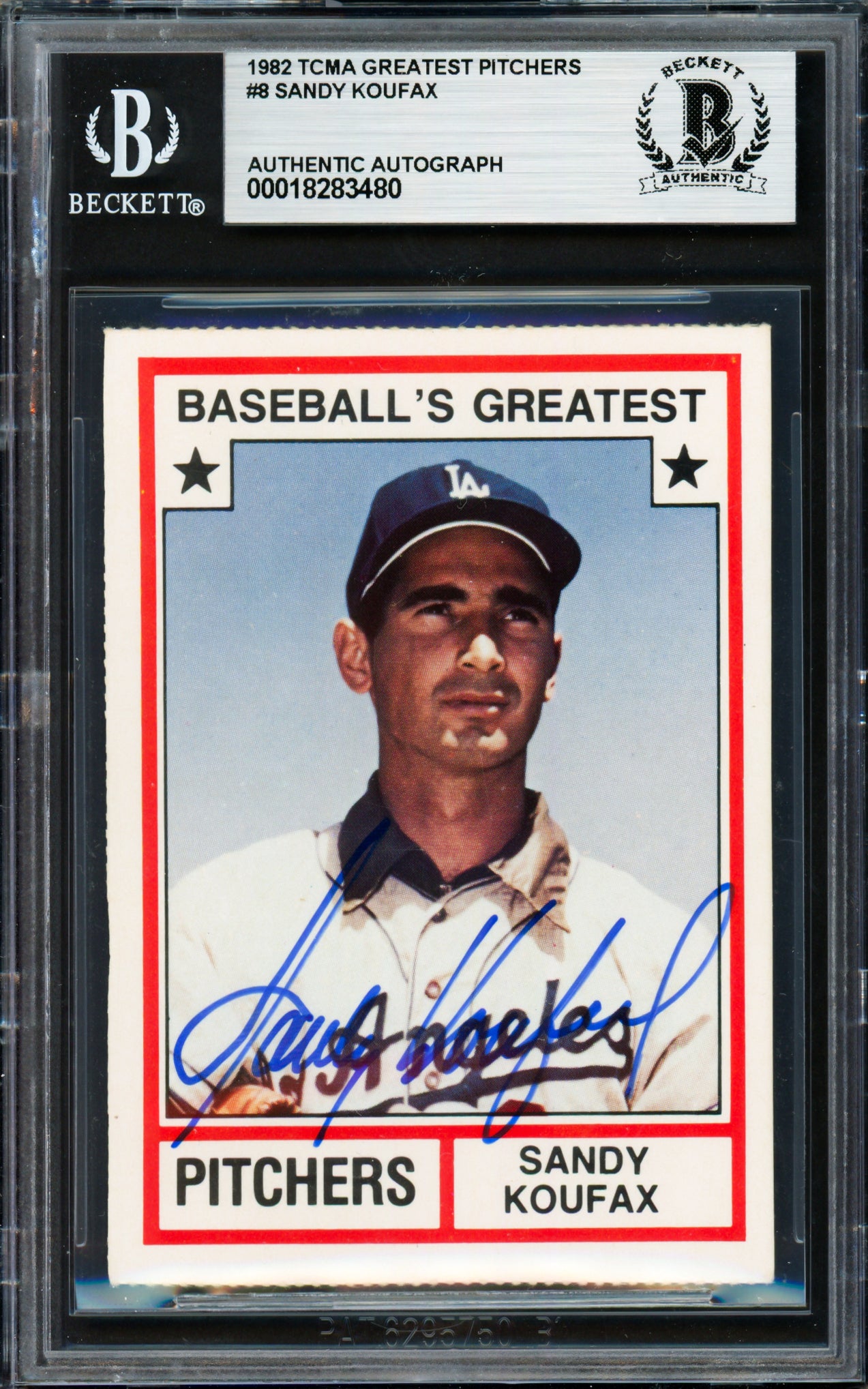 Sandy Koufax Autographed 1982 TCMA Card #8 Los Angeles Dodgers Beckett BAS #18283480