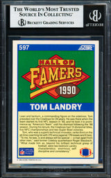 Tom Landry Autographed 1990 Score Card #597 Dallas Cowboys Beckett BAS #18283485