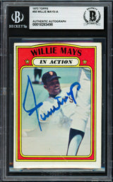 Willie Mays Autographed 1972 Topps Card #50 San Francisco Giants Beckett BAS #18283498