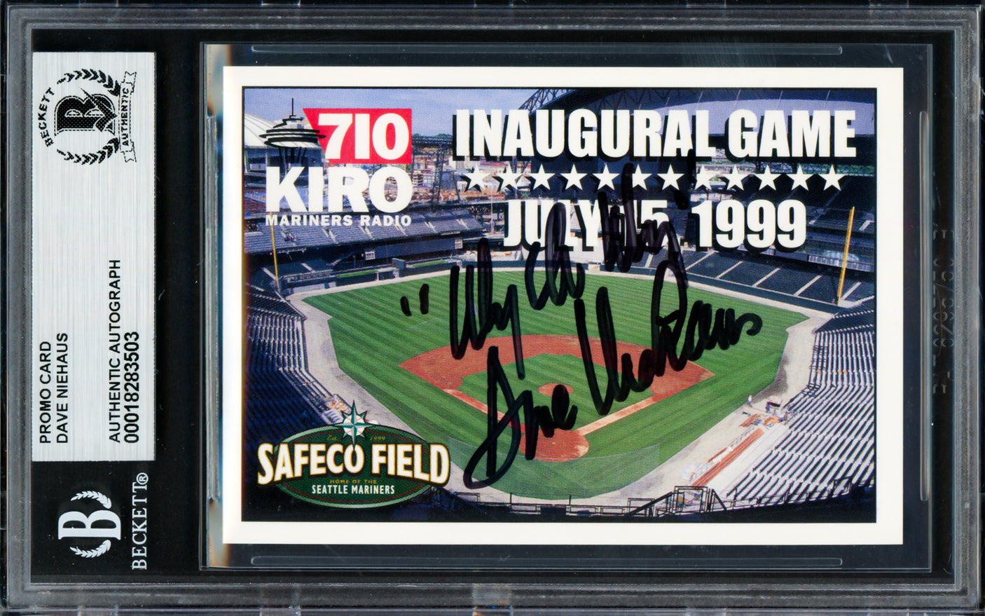 Dave Niehaus Autographed 1999 KIRO 710 Card Seattle Mariners "My Oh My" Beckett BAS #18283503