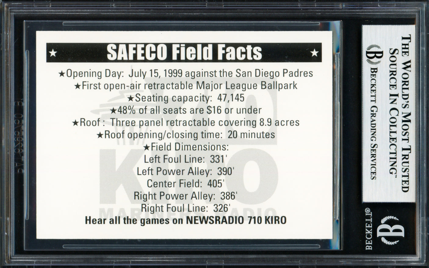 Dave Niehaus Autographed 1999 KIRO 710 Card Seattle Mariners "My Oh My" Beckett BAS #18283503