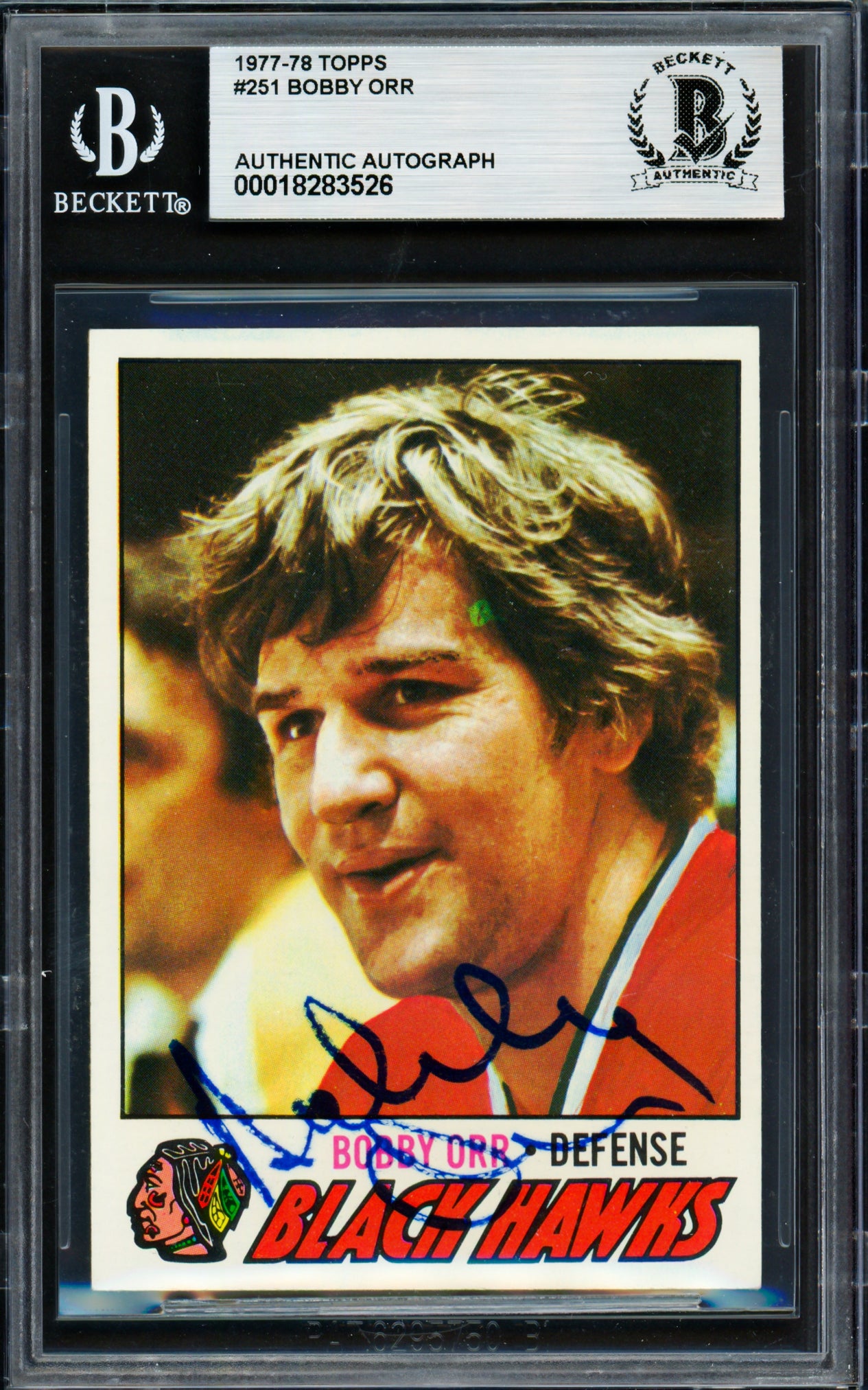 Bobby Orr Autographed 1977-78 Topps Card #251 Boston Bruins Beckett BAS #18283526