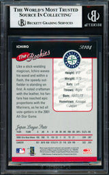 Ichiro Suzuki Autographed 2001 Donruss The Rookies Rookie Card #R104 Seattle Mariners Beckett BAS #18283563