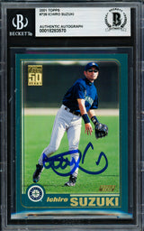 Ichiro Suzuki Autographed 2001 Topps Rookie Card #726 Seattle Mariners Beckett BAS #18283570