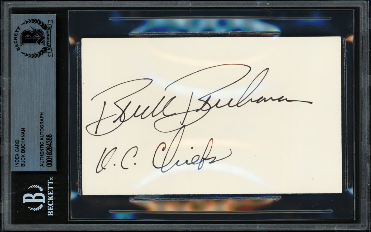 Buck Buchanan Autographed 3x5 Index Card Kansas City Chiefs Beckett BAS #18284368