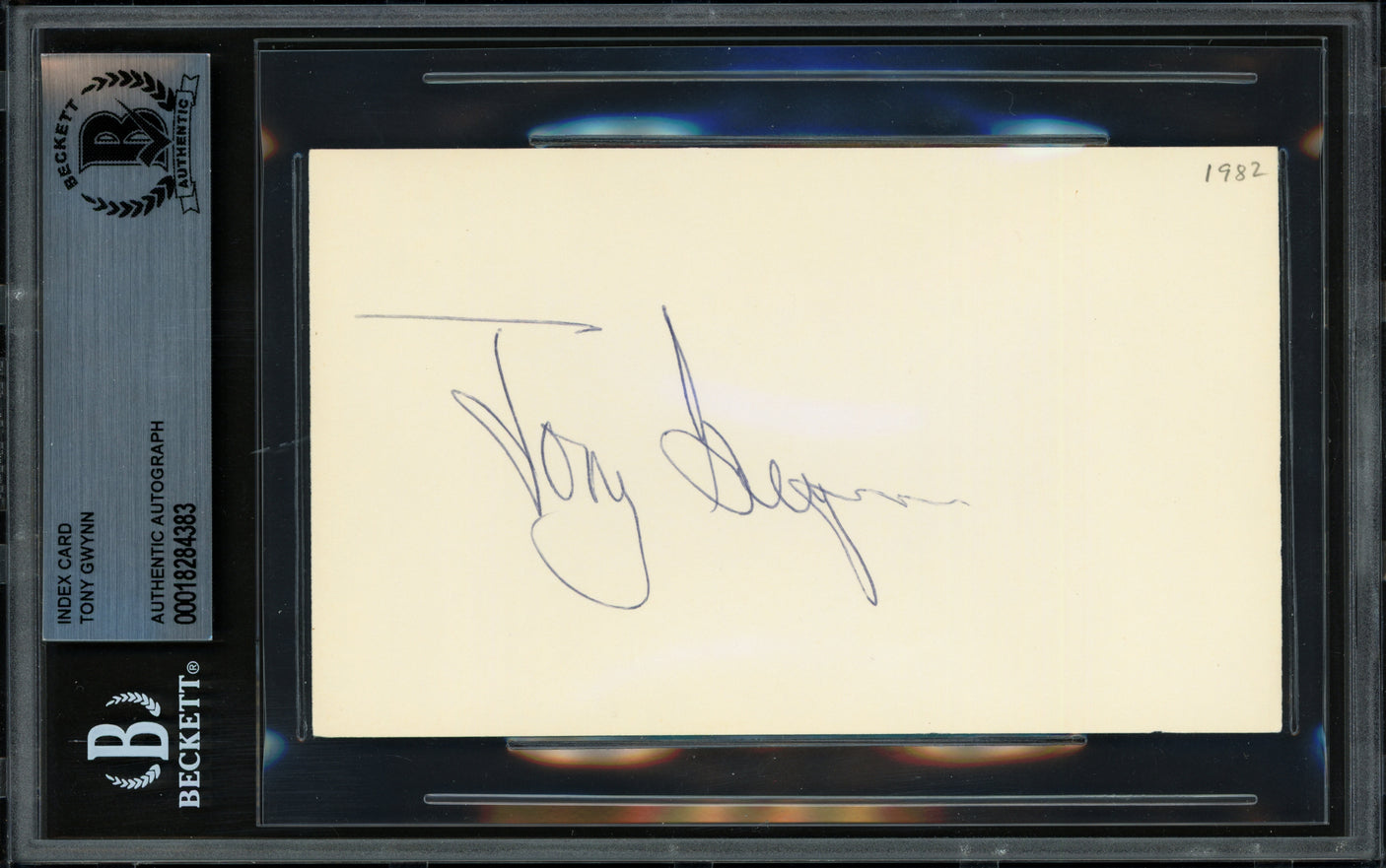 Tony Gwynn Autographed 3x5 Index Card San Diego Padres Vintage 1982 Signature Beckett BAS #18284383