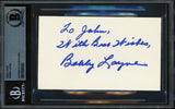 Bobby Layne Autographed 3x5 Index Card Detroit Lions Beckett BAS #18284395