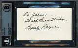 Bobby Layne Autographed 3x5 Index Card Detroit Lions Beckett BAS #18284394