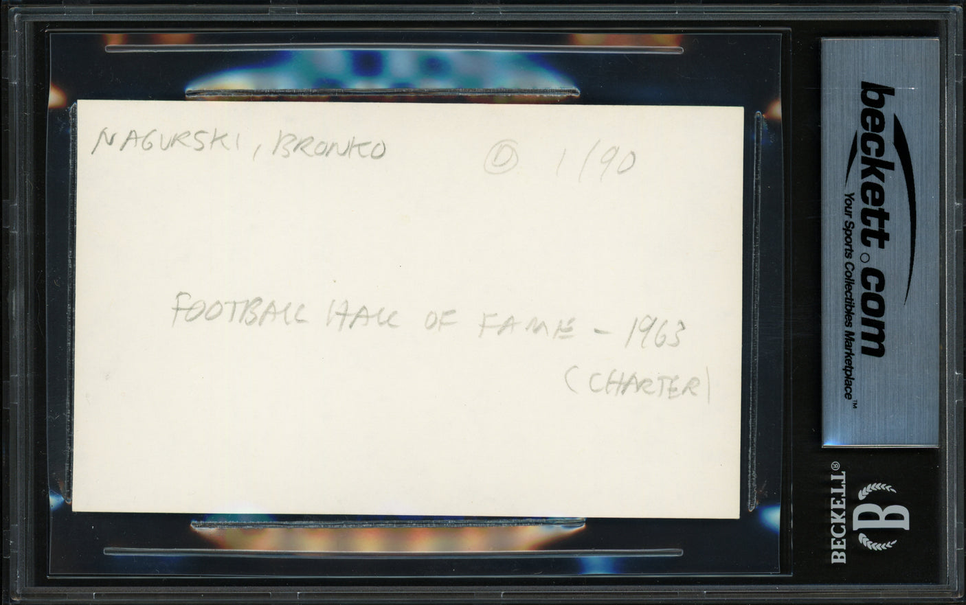 Bronko Nagurski Autographed 3x5 Index Card Chicago Bears Beckett BAS #18284406