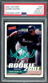 Ichiro Suzuki Autographed 2001 Upper Deck Victory Rookie Card #564 Seattle Mariners PSA 9 Auto Grade Gem Mint 10 PSA/DNA #111292484