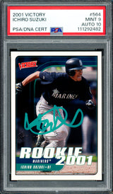 Ichiro Suzuki Autographed 2001 Upper Deck Victory Rookie Card #564 Seattle Mariners PSA 9 Auto Grade Gem Mint 10 PSA/DNA #111292482