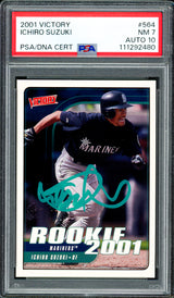 Ichiro Suzuki Autographed 2001 Upper Deck Victory Rookie Card #564 Seattle Mariners PSA 7 Auto Grade Gem Mint 10 PSA/DNA #111292480