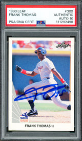 Frank Thomas Autographed 1990 Leaf Rookie Card #300 Chicago White Sox Auto Grade Gem Mint 10 PSA/DNA #111292498