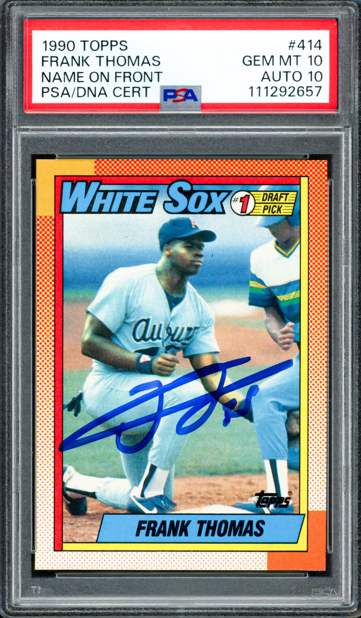 Frank Thomas Autographed 1990 Topps Rookie Card #414 Chicago White Sox PSA 10 Auto Grade Gem Mint 10 PSA/DNA #111292657