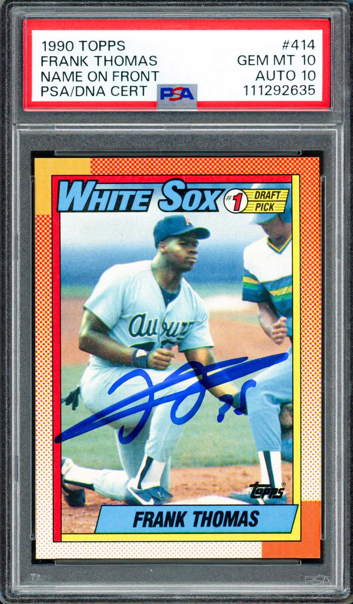 Frank Thomas Autographed 1990 Topps Rookie Card #414 Chicago White Sox PSA 10 Auto Grade Gem Mint 10 PSA/DNA #111292635