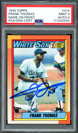 Frank Thomas Autographed 1990 Topps Rookie Card #414 Chicago White Sox PSA 9 Auto Grade Mint 9 PSA/DNA #111292549
